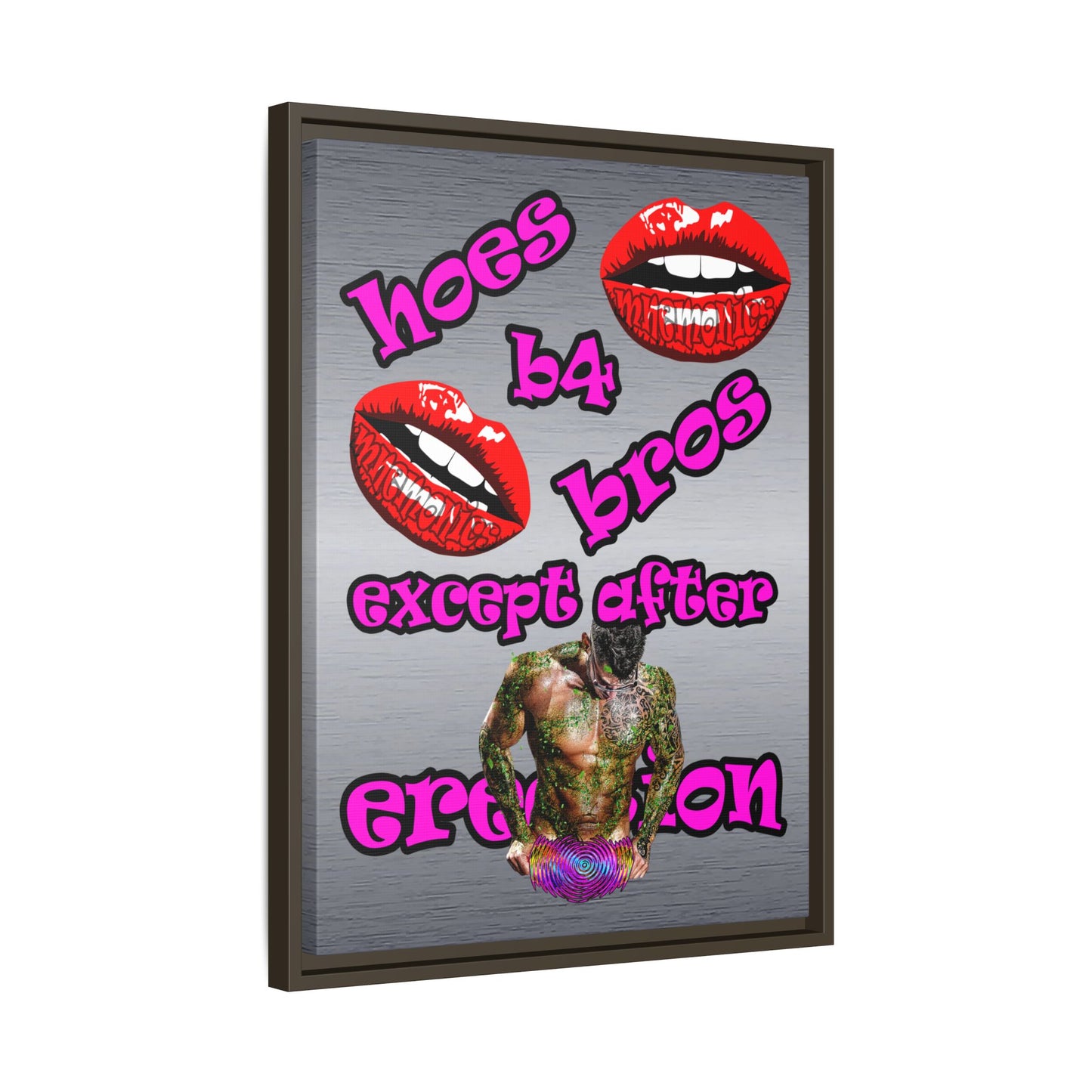 hoes b4 bros - framed canvas art (brushed nickel)