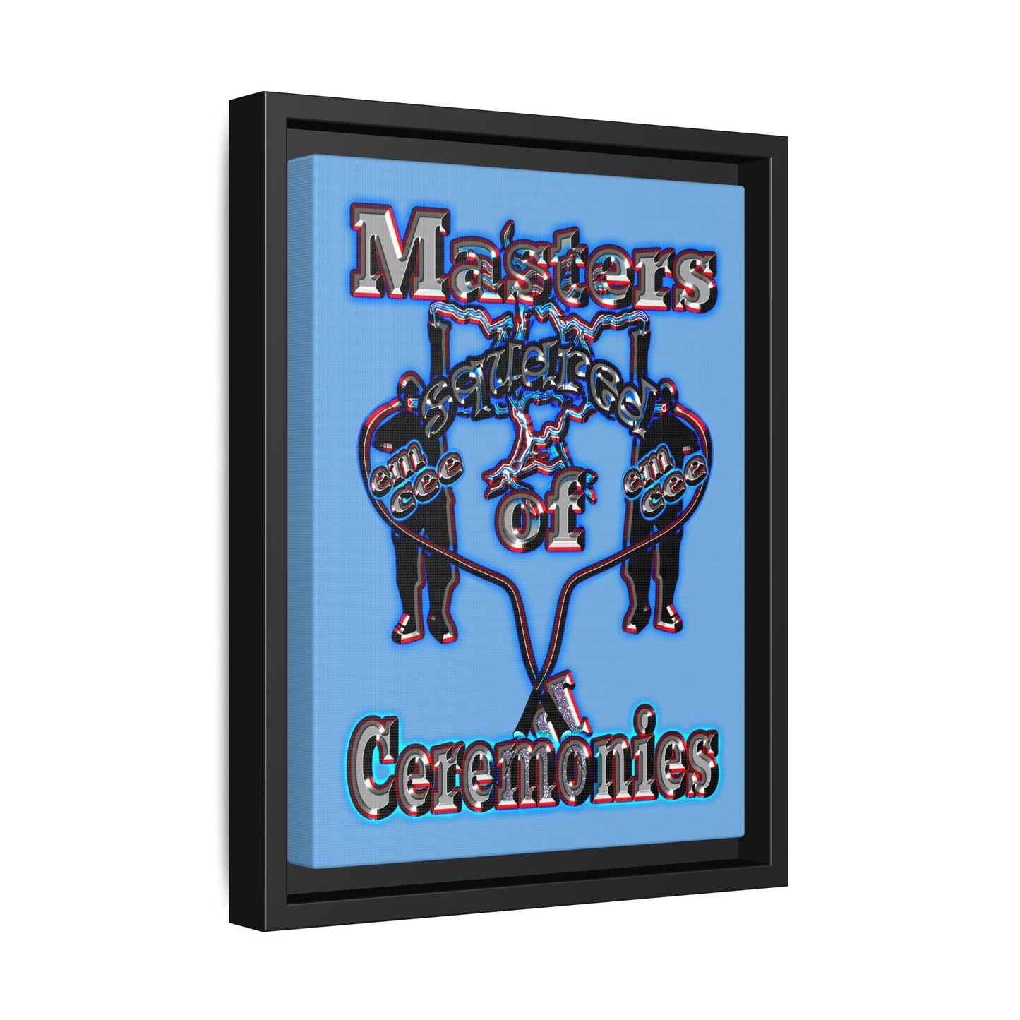 em cee squared - framed canvas art (light blue)