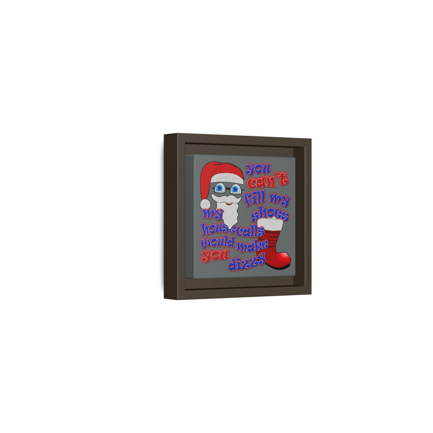 santa's shoes - framed canvas art (dark grey)