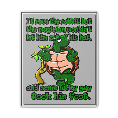turtle race - framed canvas art (light grey)