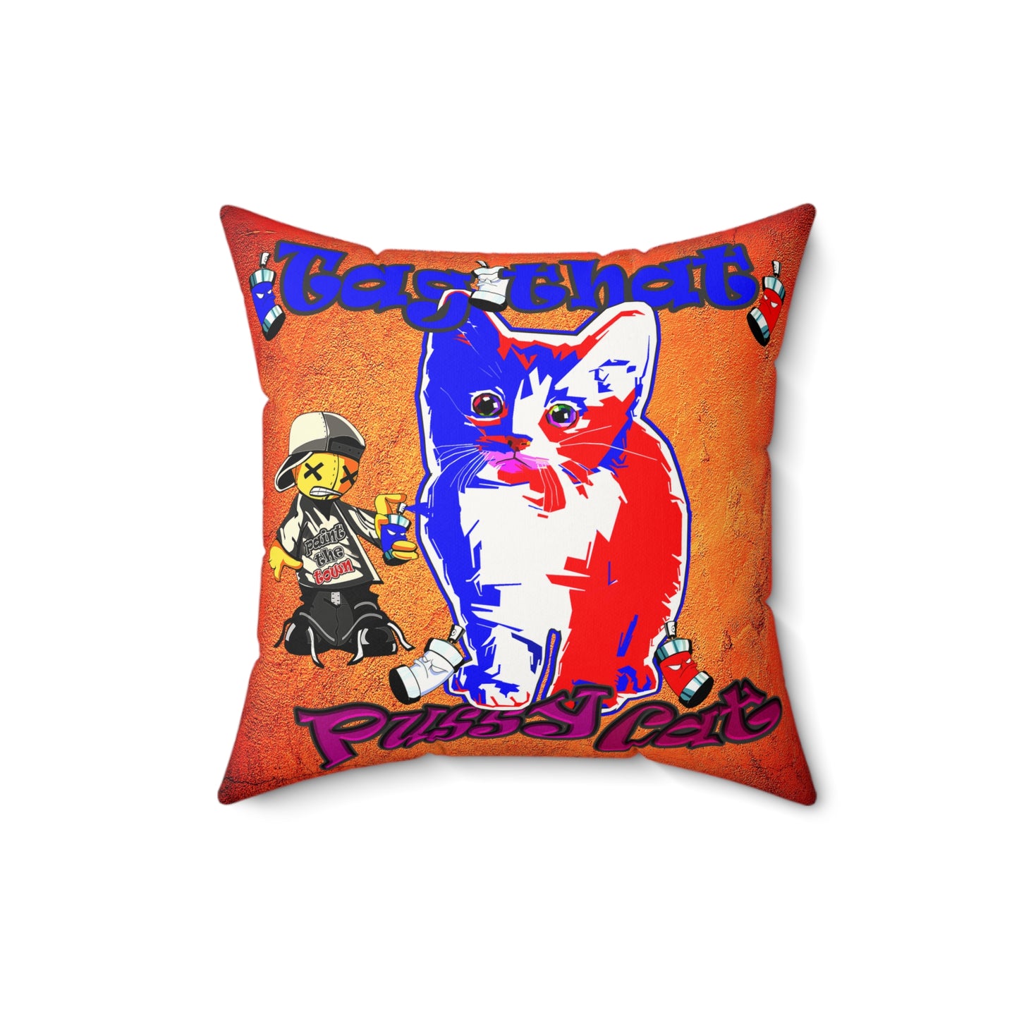 tag that - Faux Suede Square Pillow - (burnt orange)