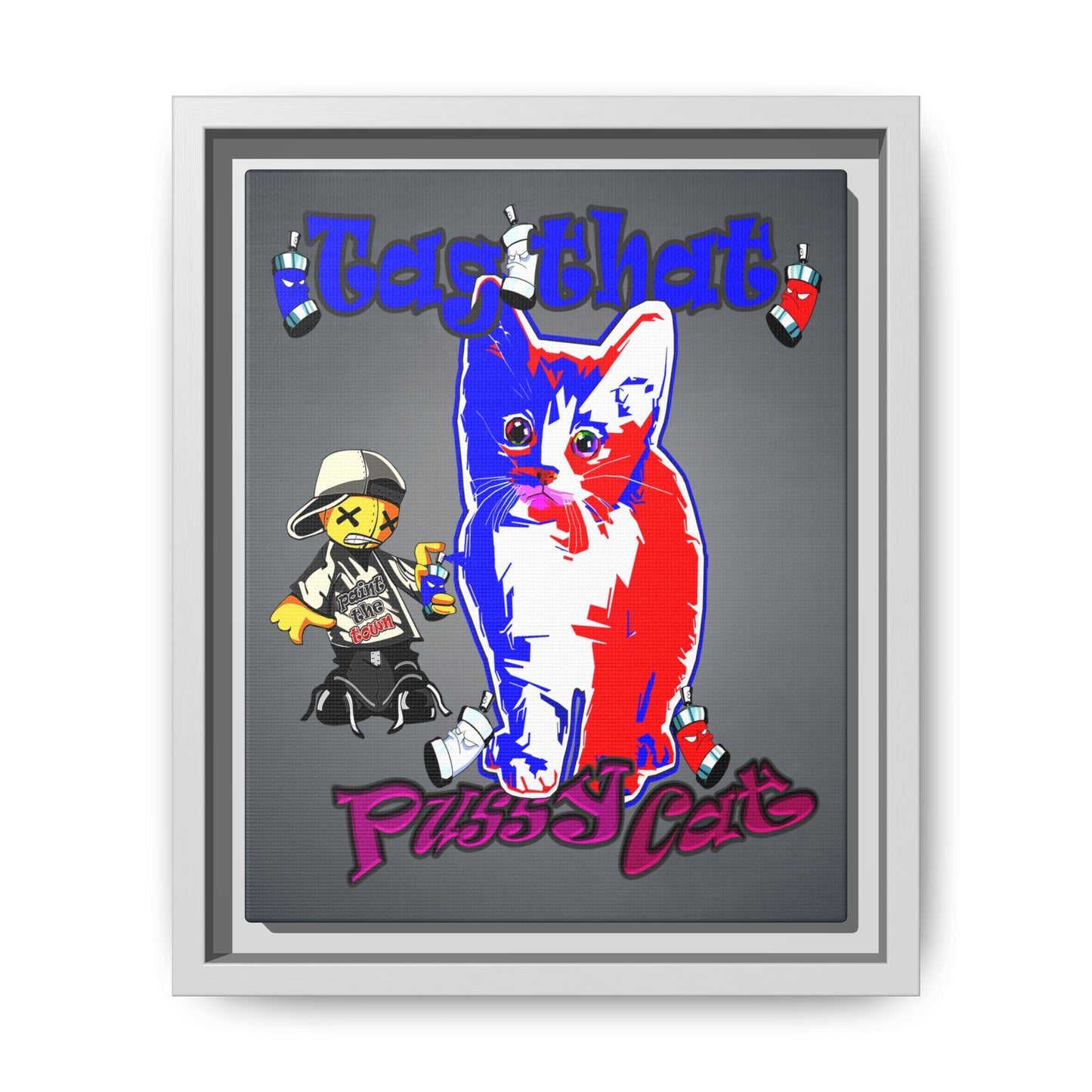 tag that - framed canvas art (grey-light grey)
