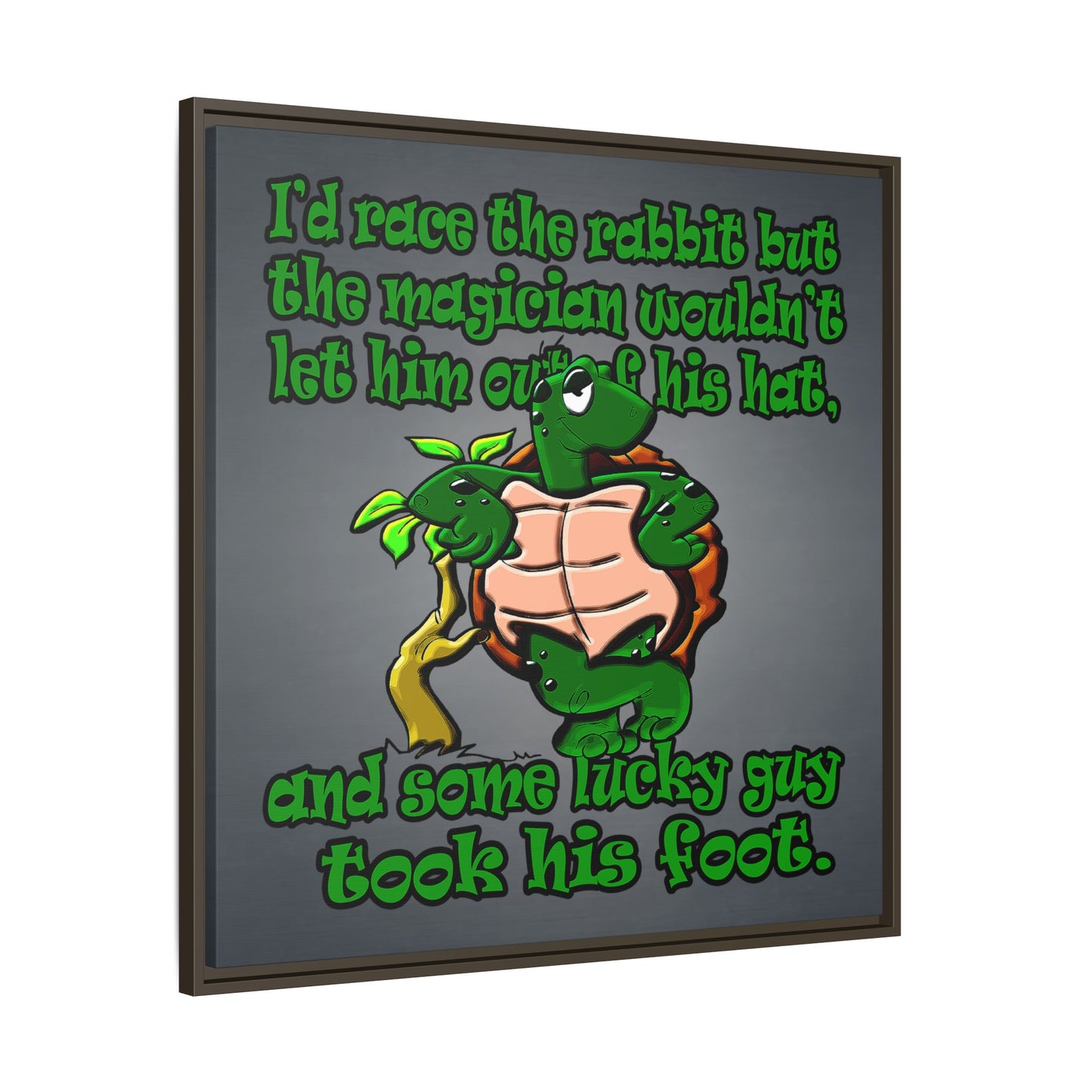 turtle race - framed canvas art (grey-light grey)