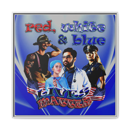 rw&b lives matter - framed canvas art (blue-white wave)