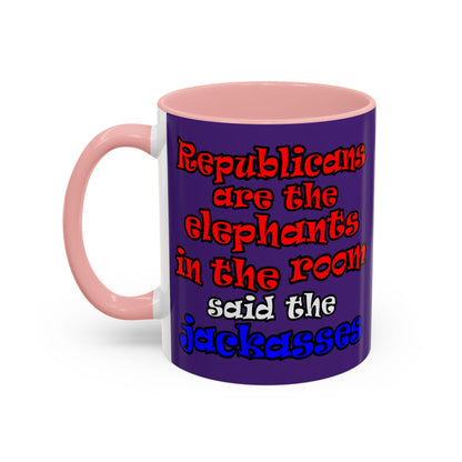 donkeys and elephants - Accent Mug (purple)