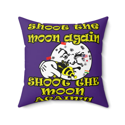 shoot the moon again - Spun Polyester Square Pillow - (purple)