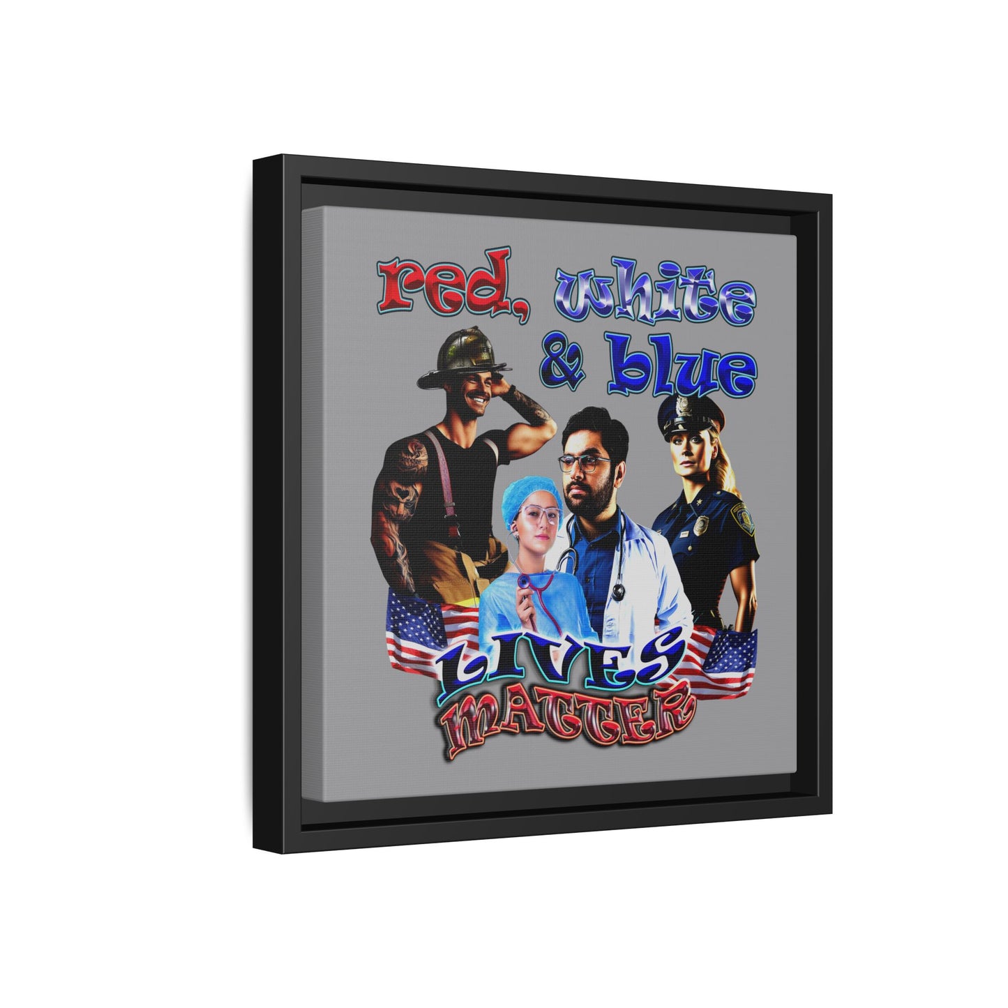 rw&b lives matter - framed canvas art (grey)