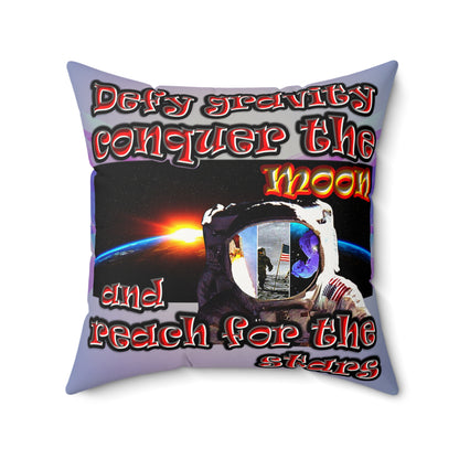 defy conquer reach - Faux Suede Square Pillow - (light blue-pink wave)