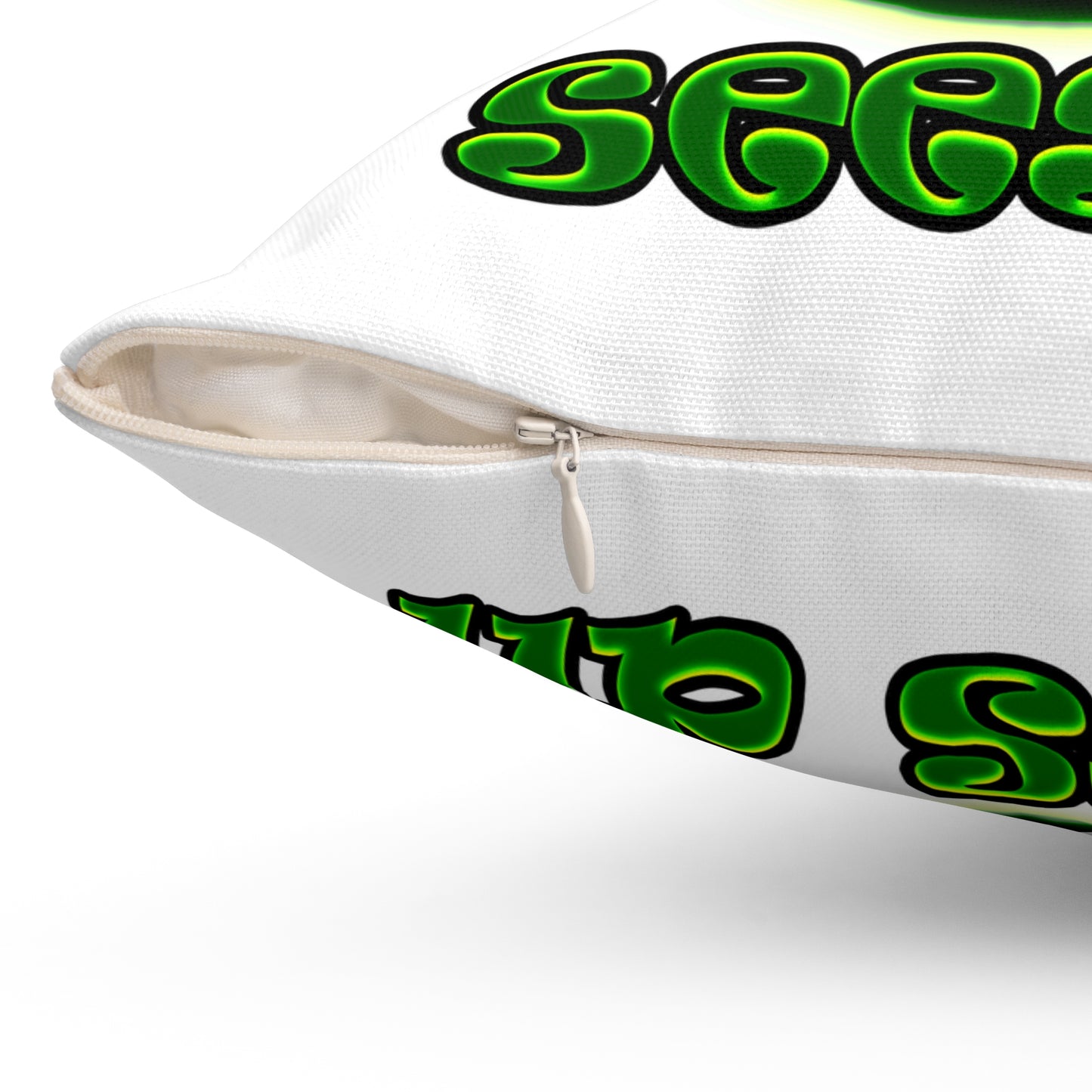 green monster - Spun Polyester Square Pillow - (white)
