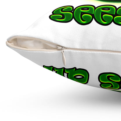 green monster - Spun Polyester Square Pillow - (white)