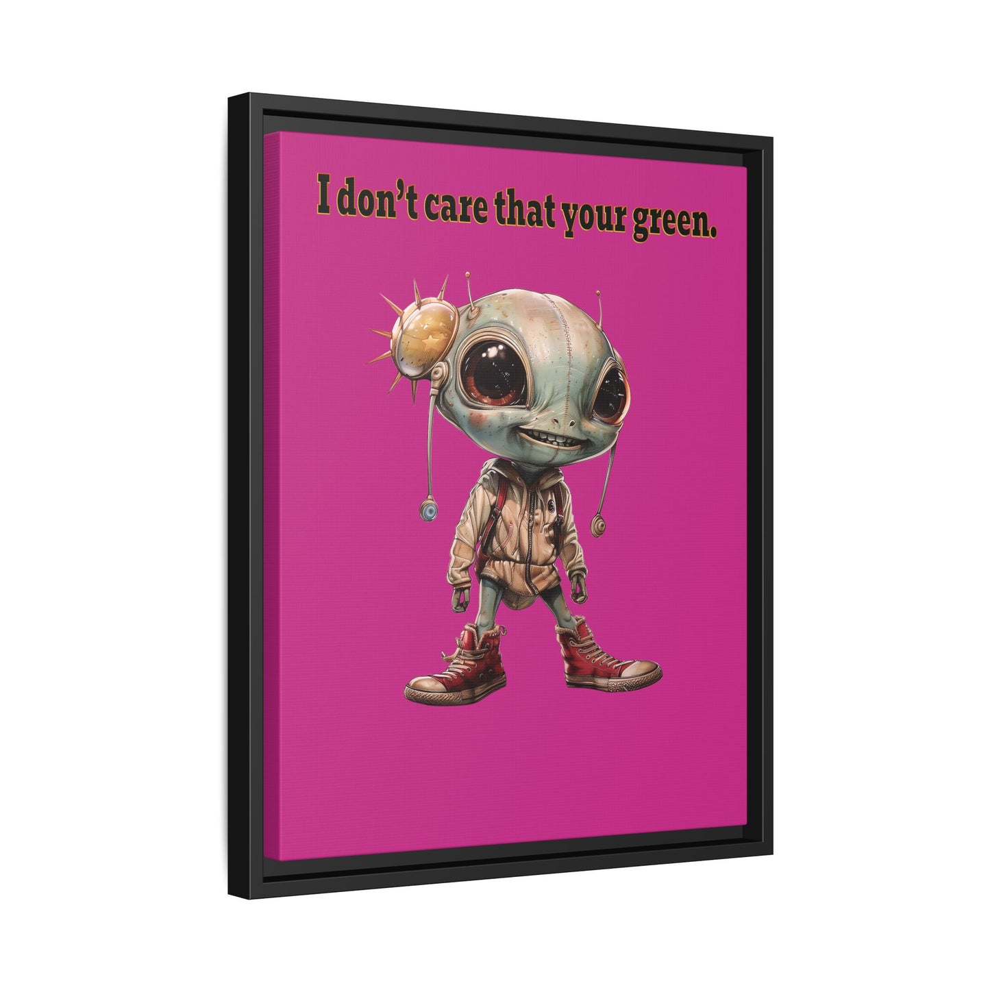 I don't care that your green - framed canvas art (pink)