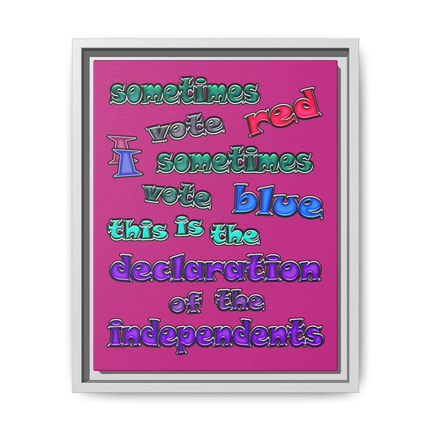 declaration of the independents - framed canvas art (pink)