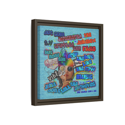 drop the beat - framed canvas art (faded blue)