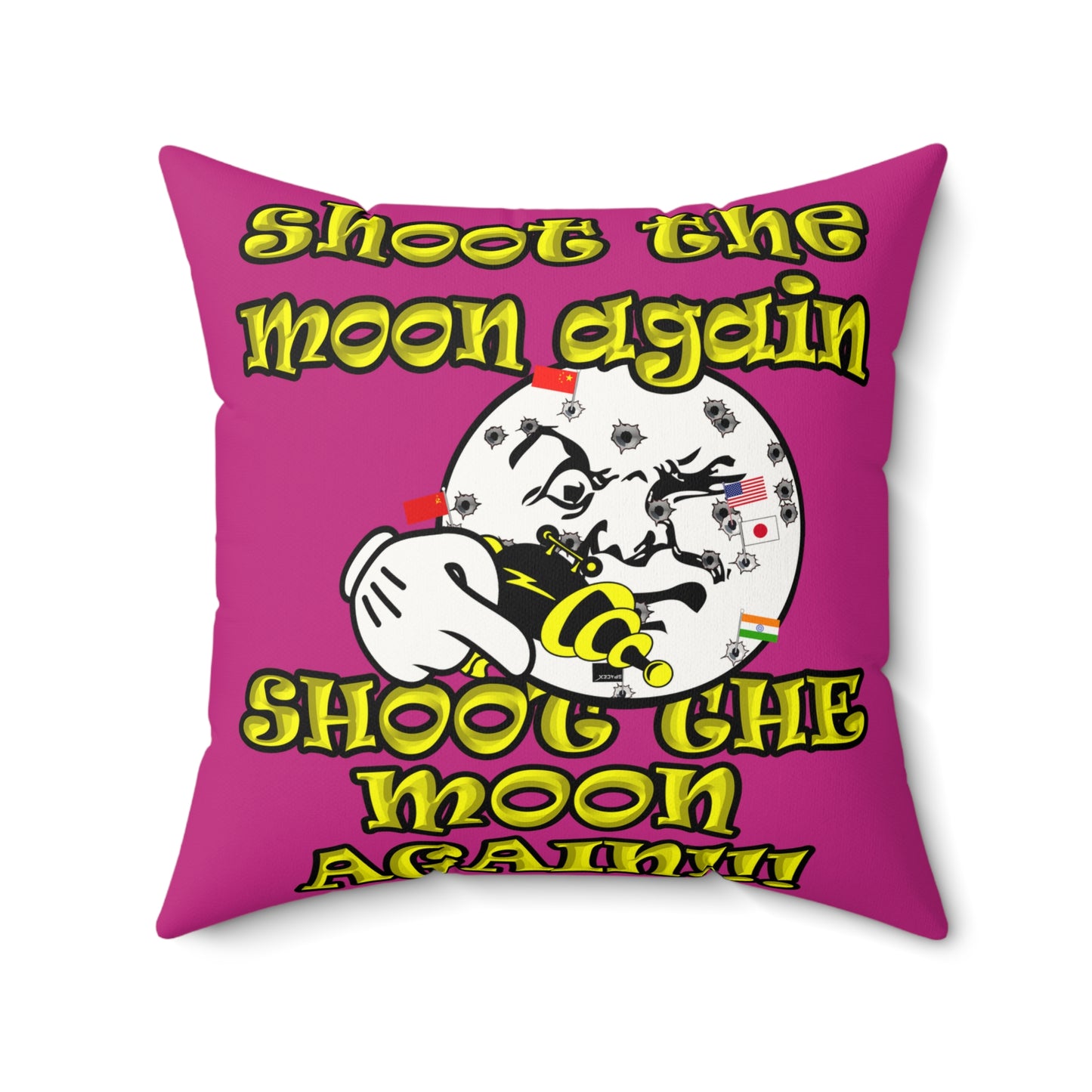shoot the moon again - Faux Suede Square Pillow - (pink)