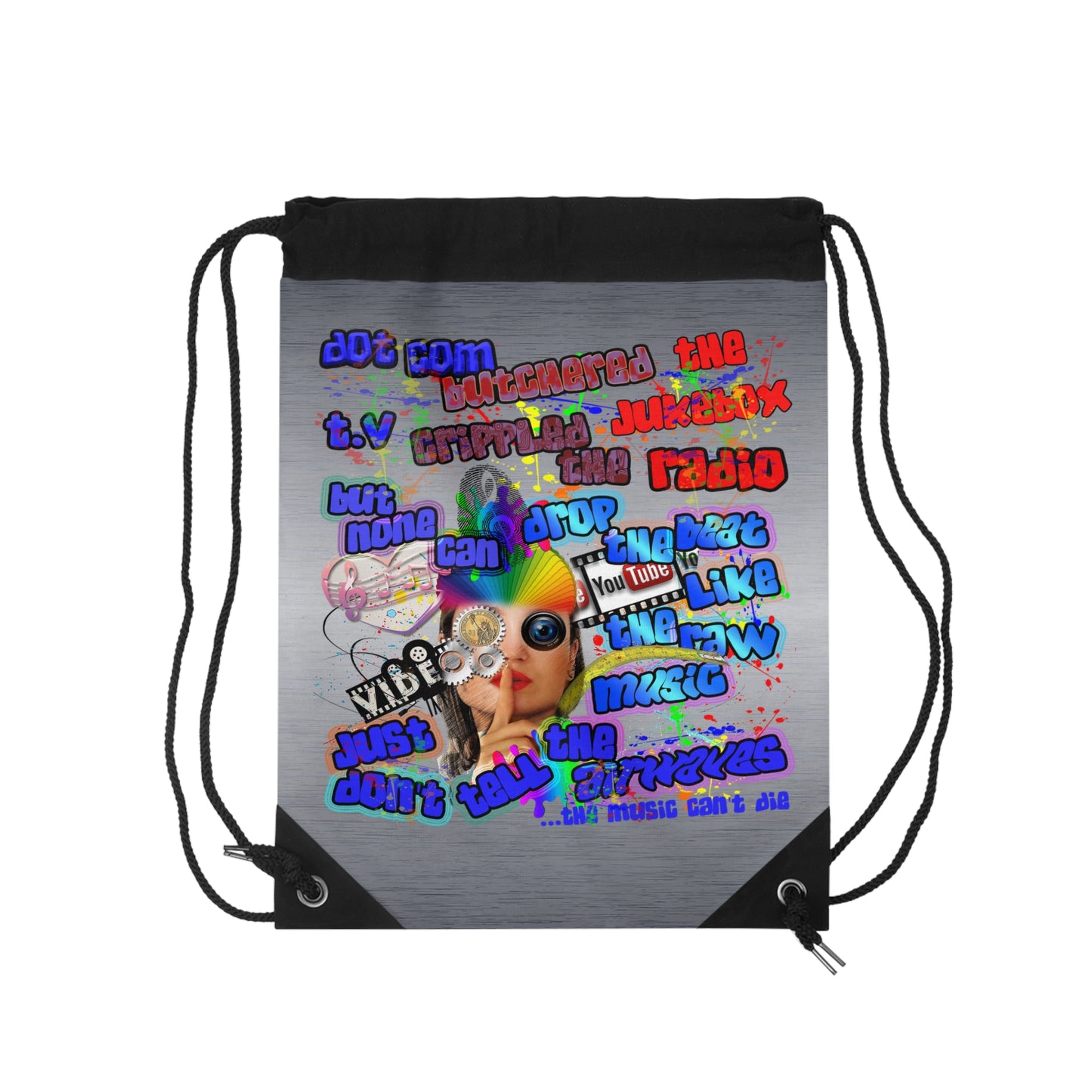drop the beat - Drawstring Bag (brushed nickel)