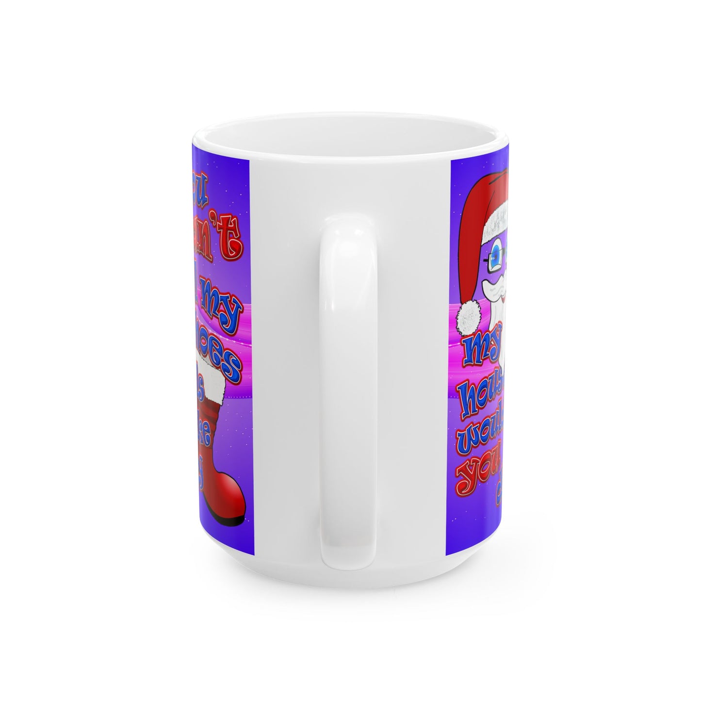 santa's shoes - White Mug (purple-pink wave)