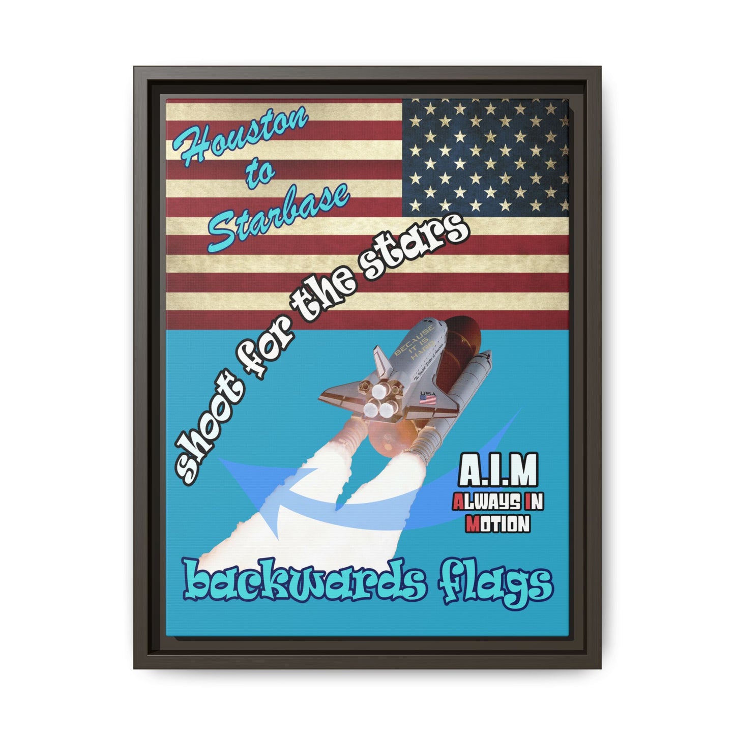 shoot for the stars - framed canvas art (turquoise)