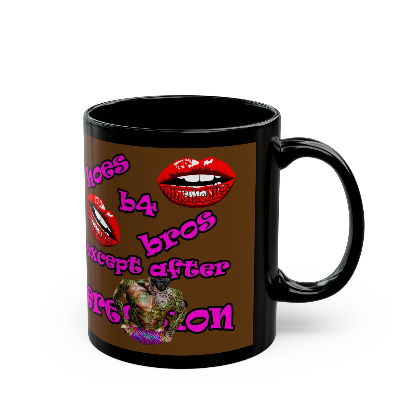 hoes b4 bros - Black Mug (brown)