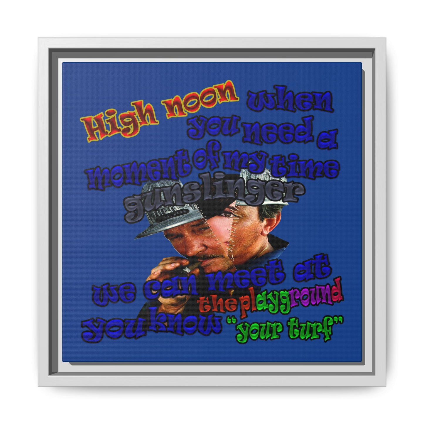 high noon - framed canvas art (dark blue)