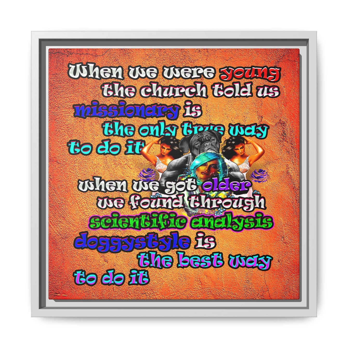 doggystyle - framed canvas art (burnt orange)