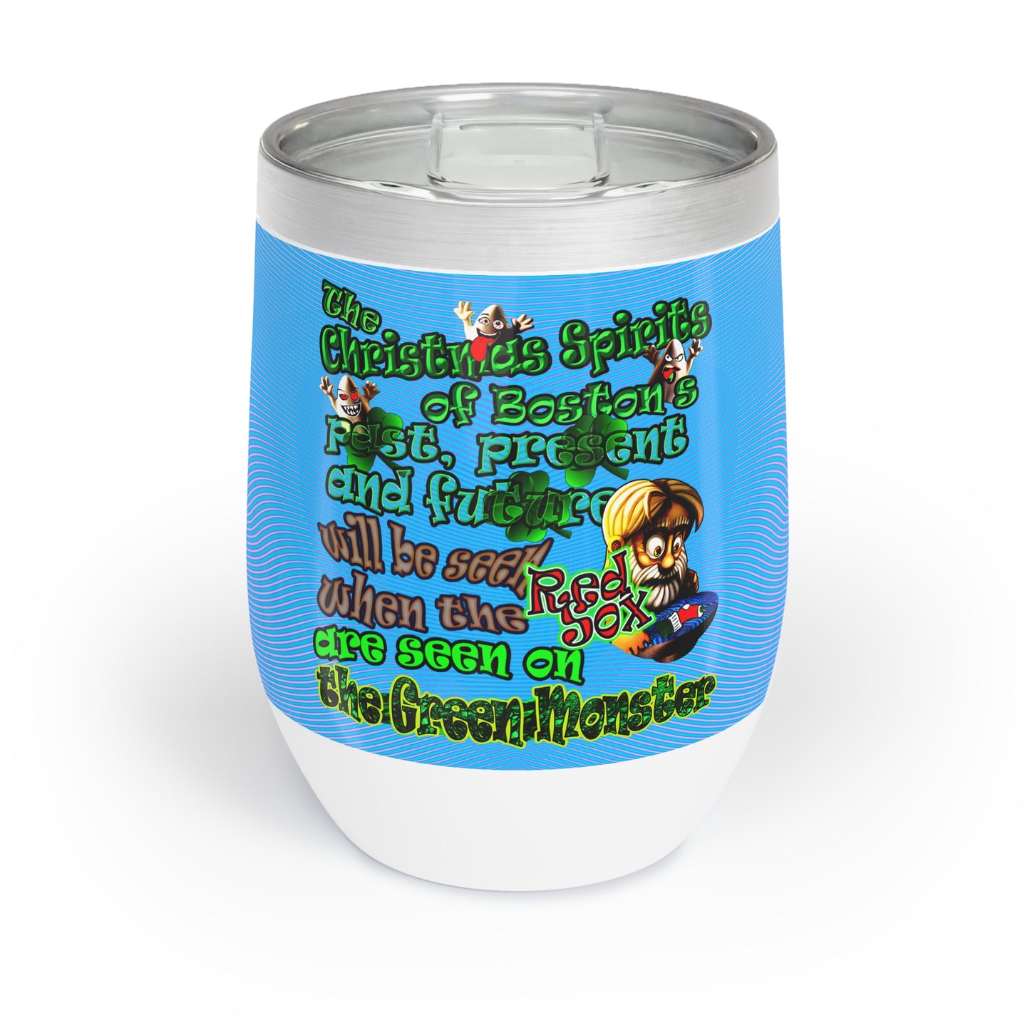 christmas spirits of boston - Chill Wine Tumbler (light blue-purple wave)