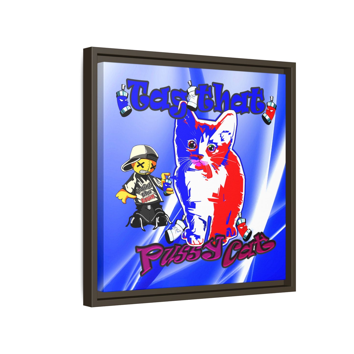 tag that - framed canvas art (blue-white wave)