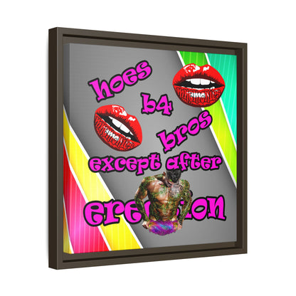 hoes b4 bros - framed canvas art (rainbow split)