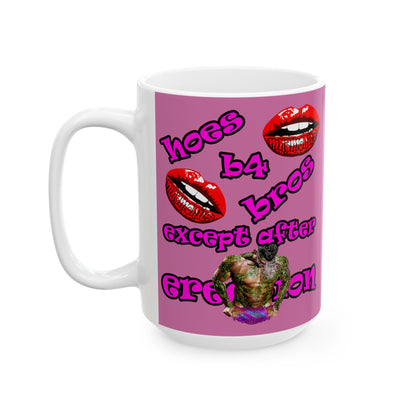 hoes b4 bros - White Mug (light pink)