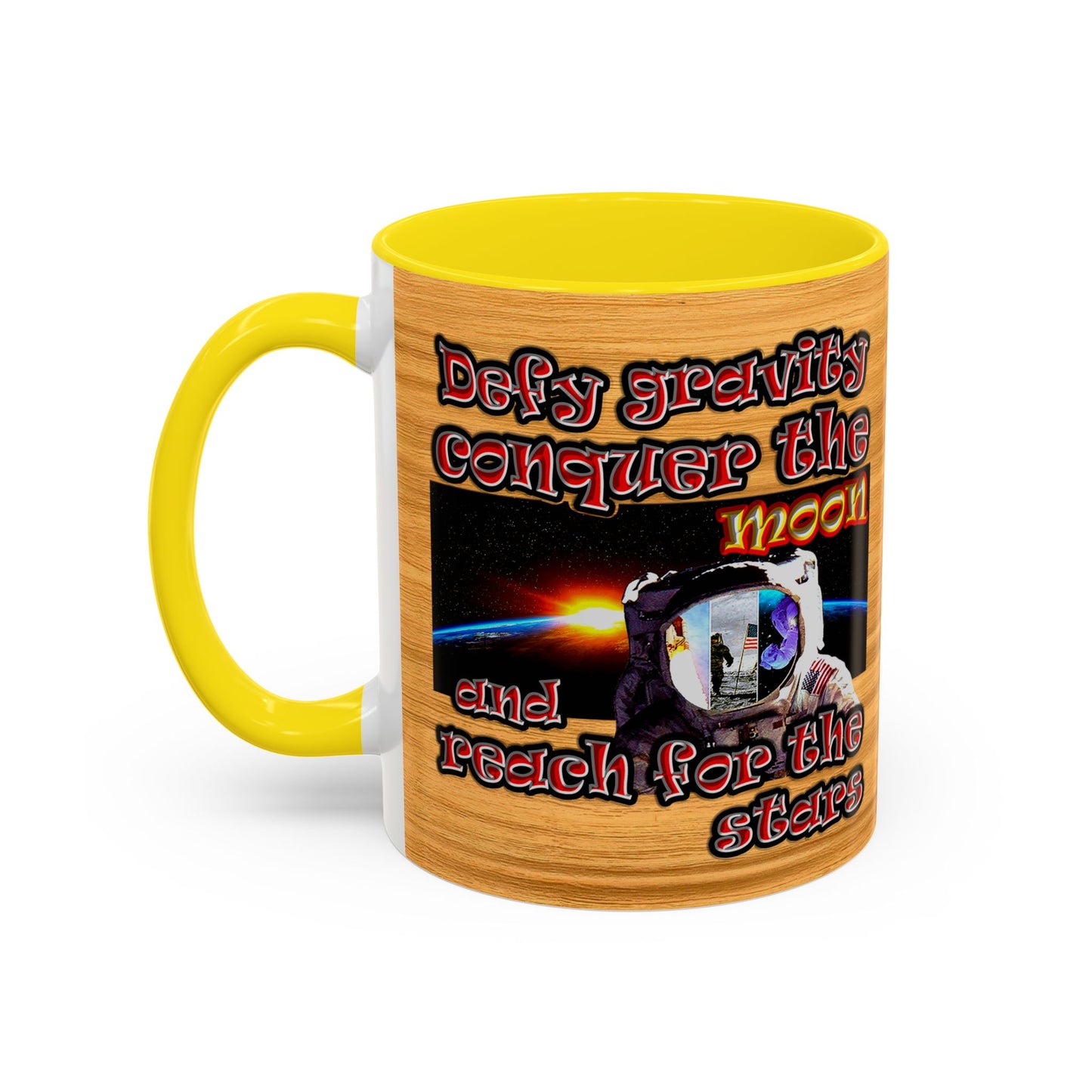 defy conquer reach - Accent Mug (butterscotch wood finish)