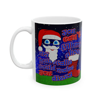 santa's shoes - White Mug ('snoops' background)