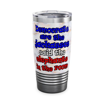 donkeys and elephants - Ringneck Tumbler, 20oz (white marble)