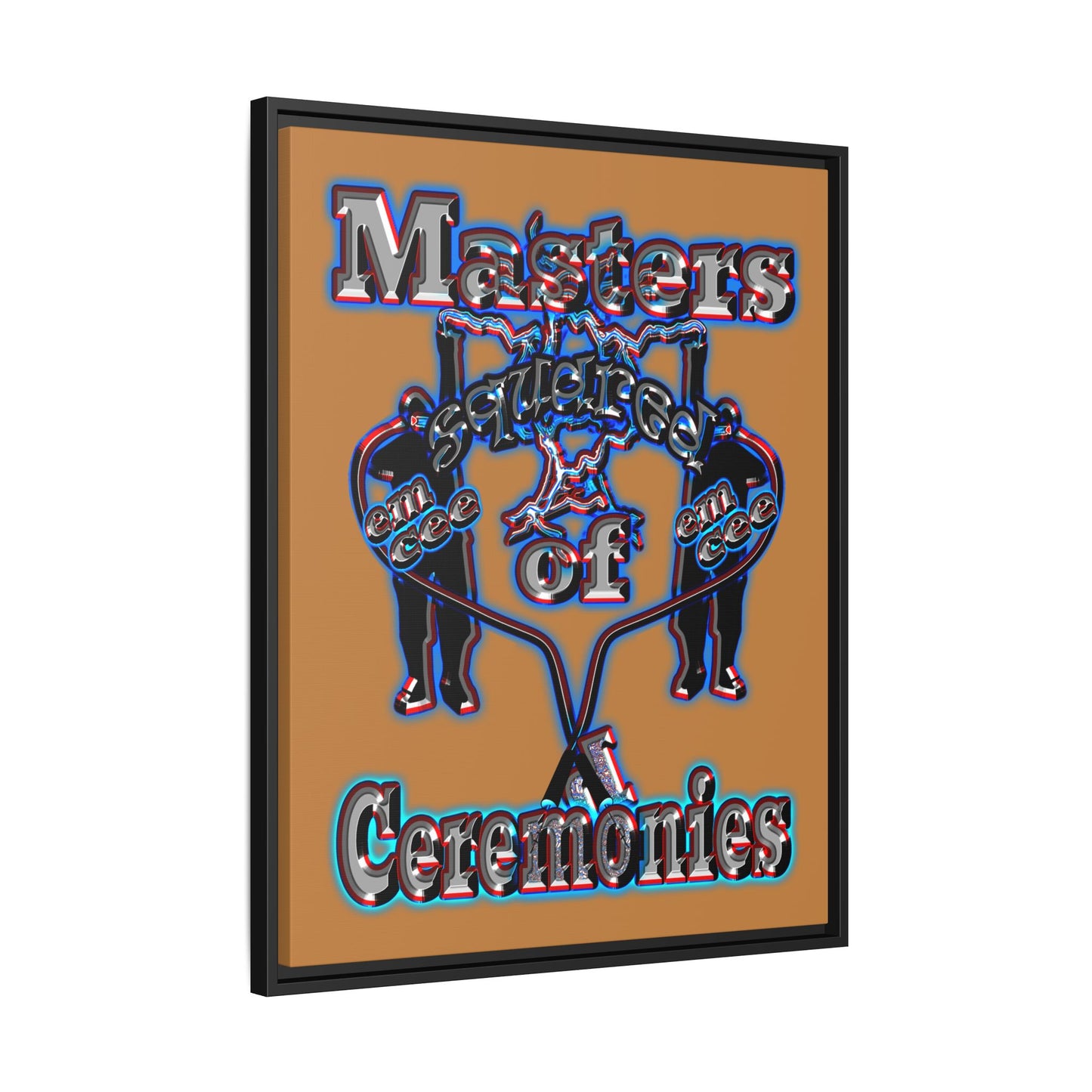 em cee squared - framed canvas art (light brown)