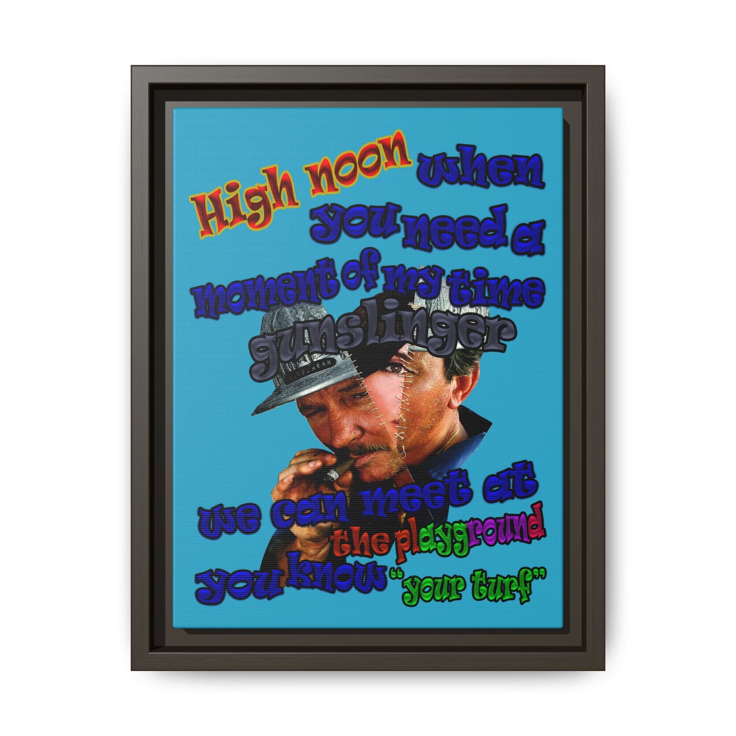 high noon - framed canvas art (turquoise)