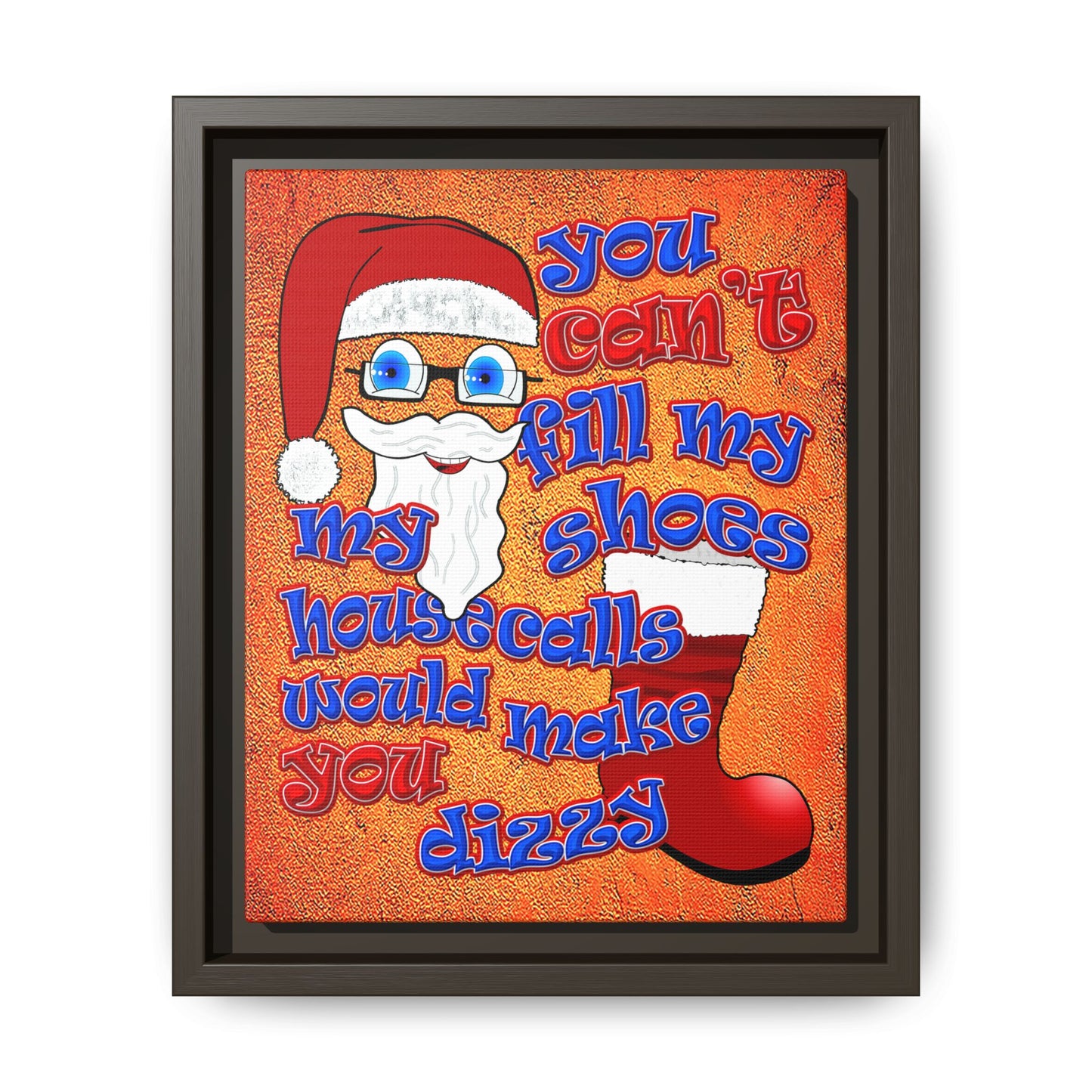 santa's shoes - framed canvas art (burnt orange)
