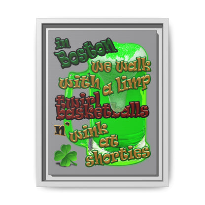 celtics logo - framed canvas art (grey)