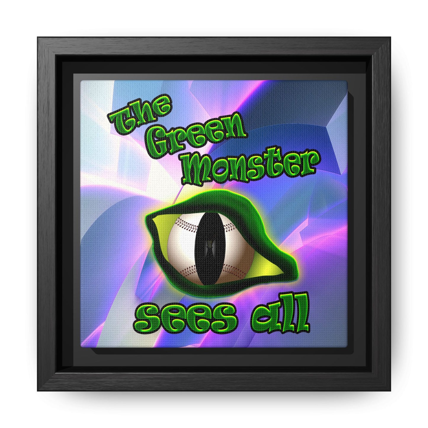 green monster - framed canvas art (grey-pink wave)