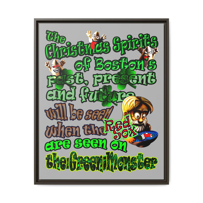 christmas spirits of boston - framed canvas art (light grey)