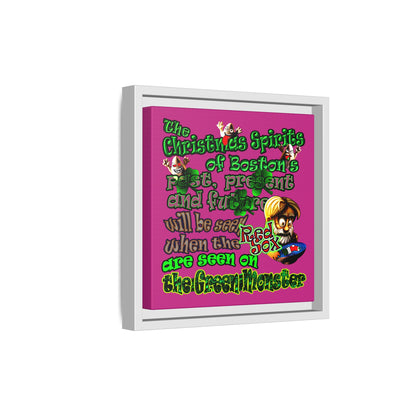 christmas spirits of boston - framed canvas art (pink)