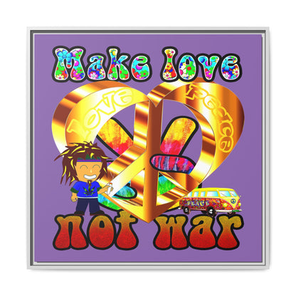 love peace - framed canvas art (light purple)