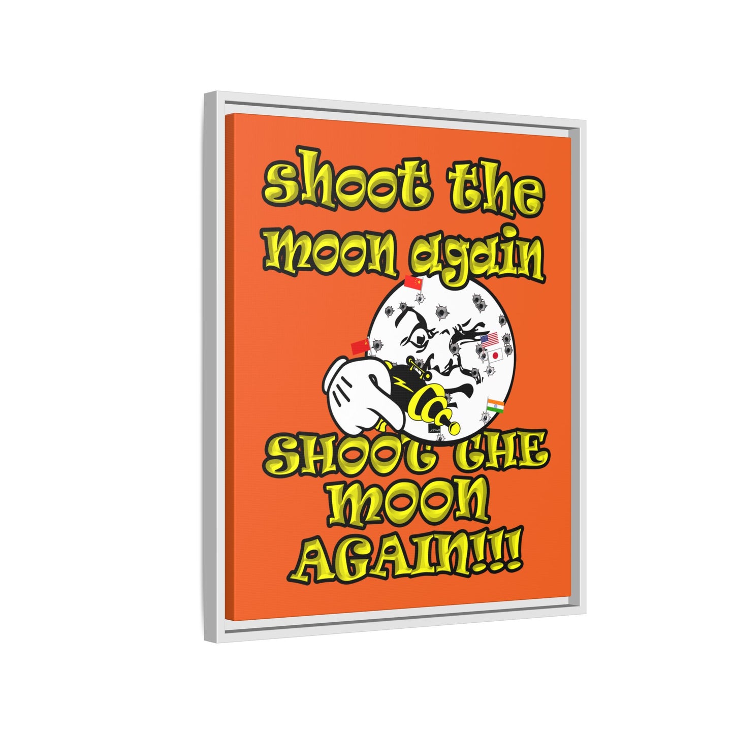shoot the moon again - framed canvas art (orange)