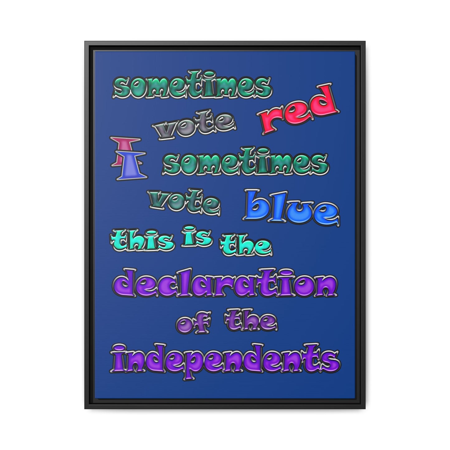 declaration of the independents - framed canvas art (dark blue)