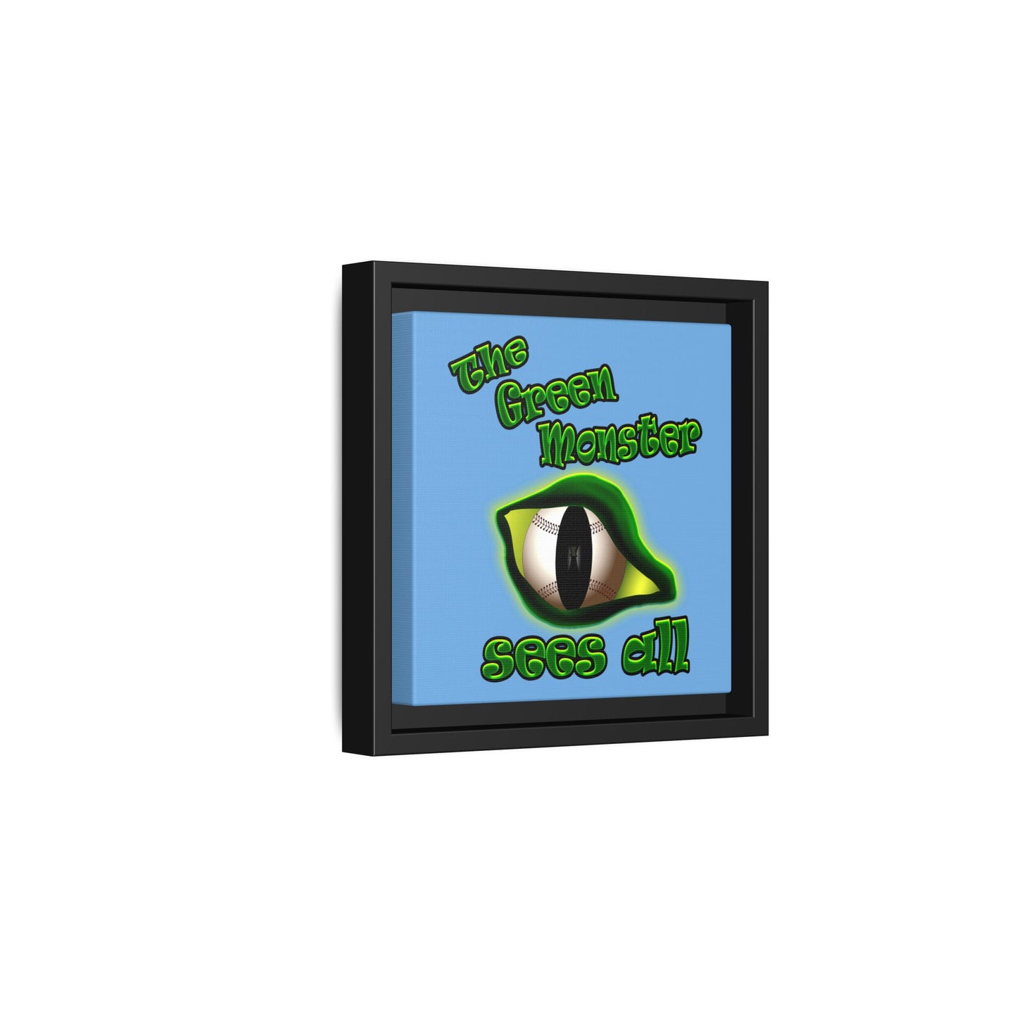 green monster - framed canvas art (light blue)