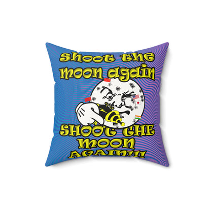 shoot the moon again - Faux Suede Square Pillow - (light blue-purple wave)