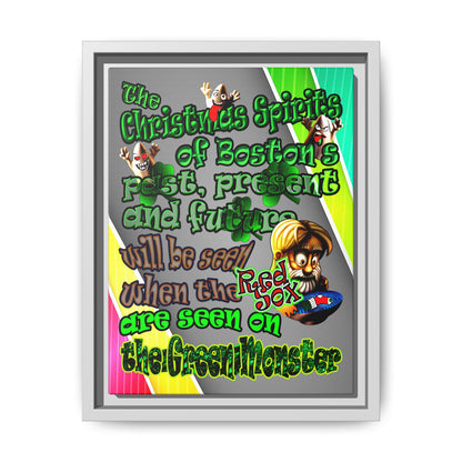 christmas spirits of boston - framed canvas art (rainbow split)