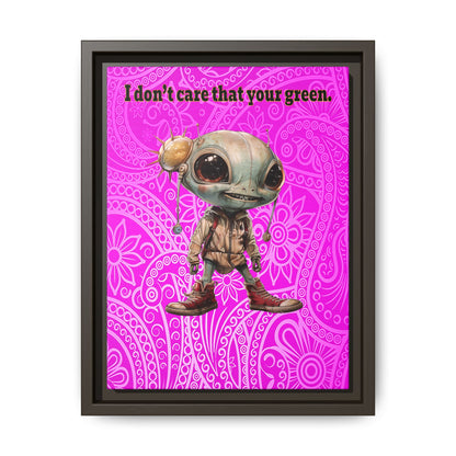I don't care that your green - framed canvas art (pink swirl)