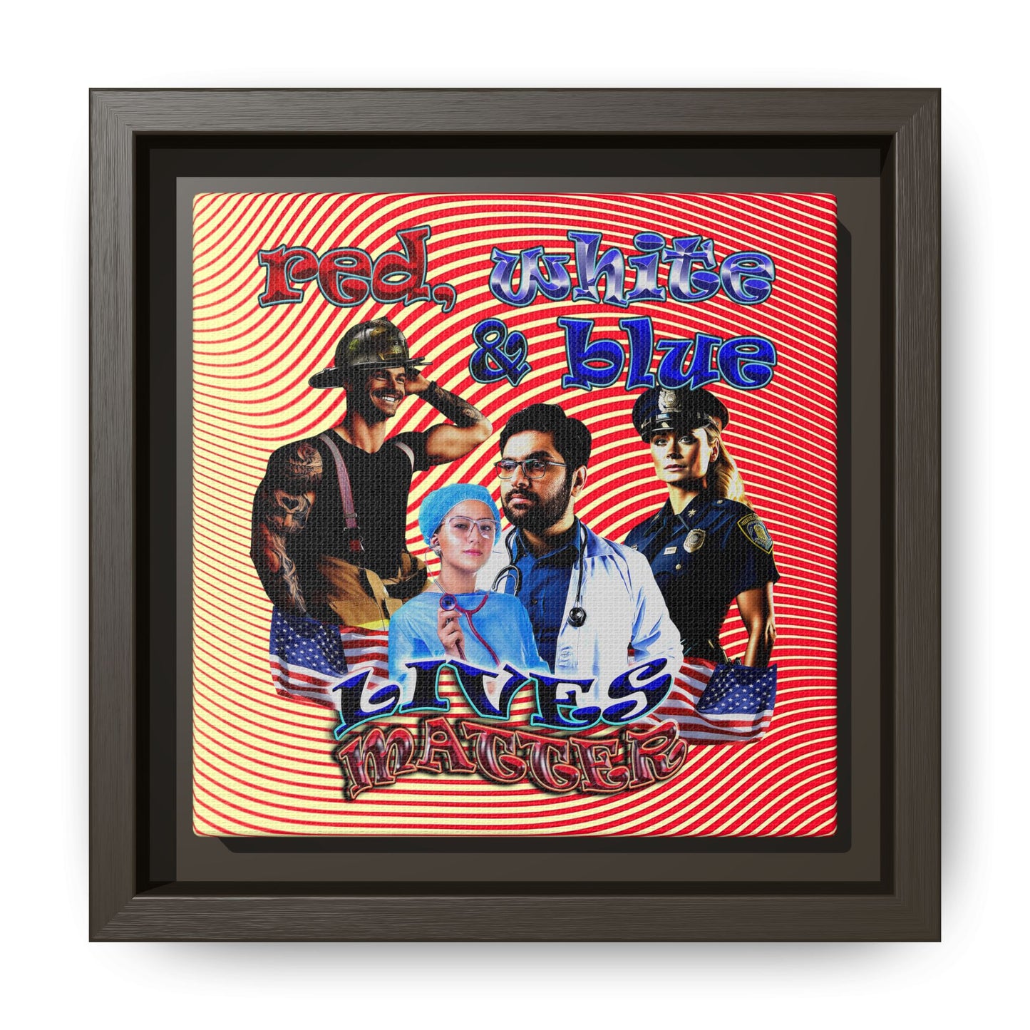 rw&b lives matter - framed canvas art (yellow-orange wave)