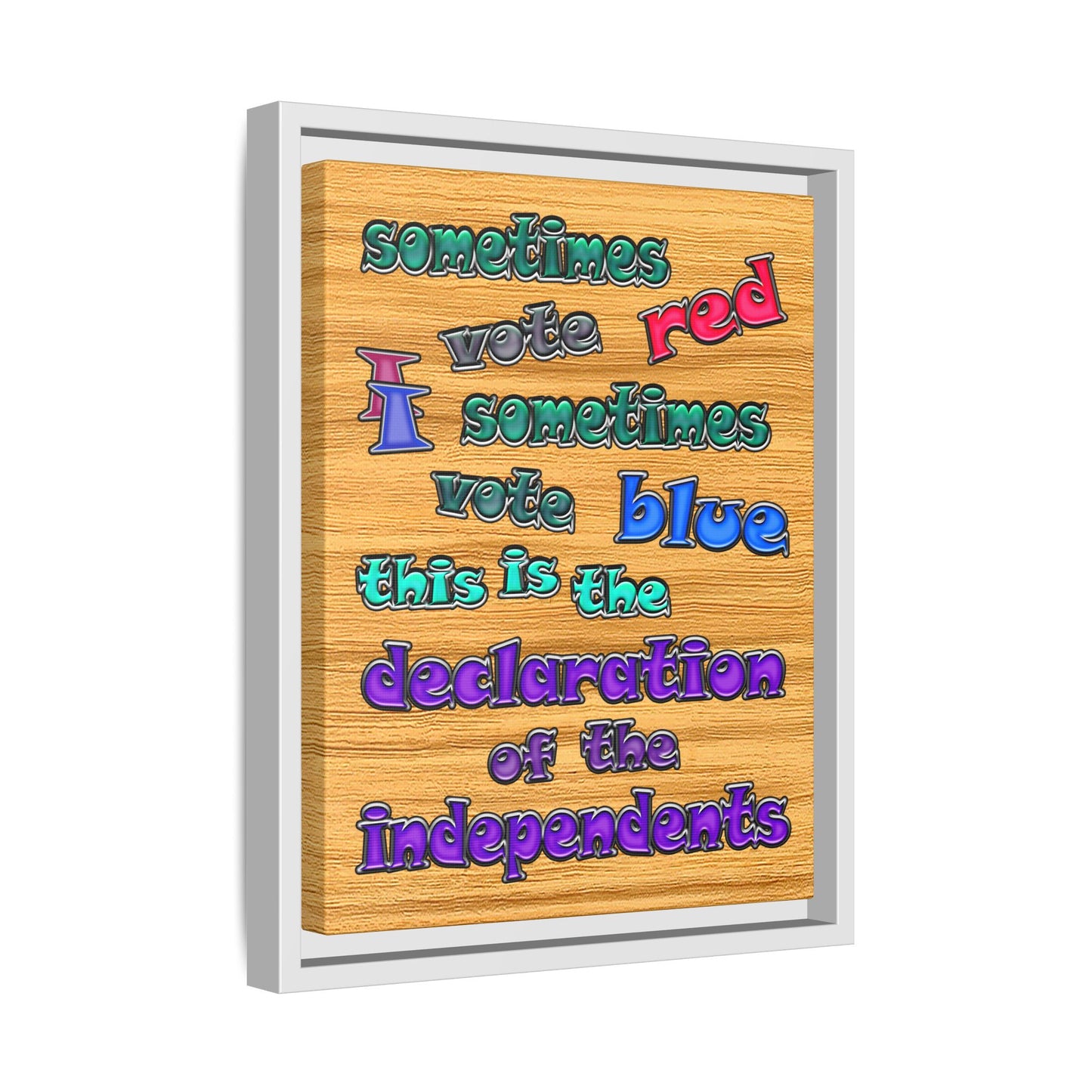 declaration of the independents - framed canvas art (butterscotch wood finish)