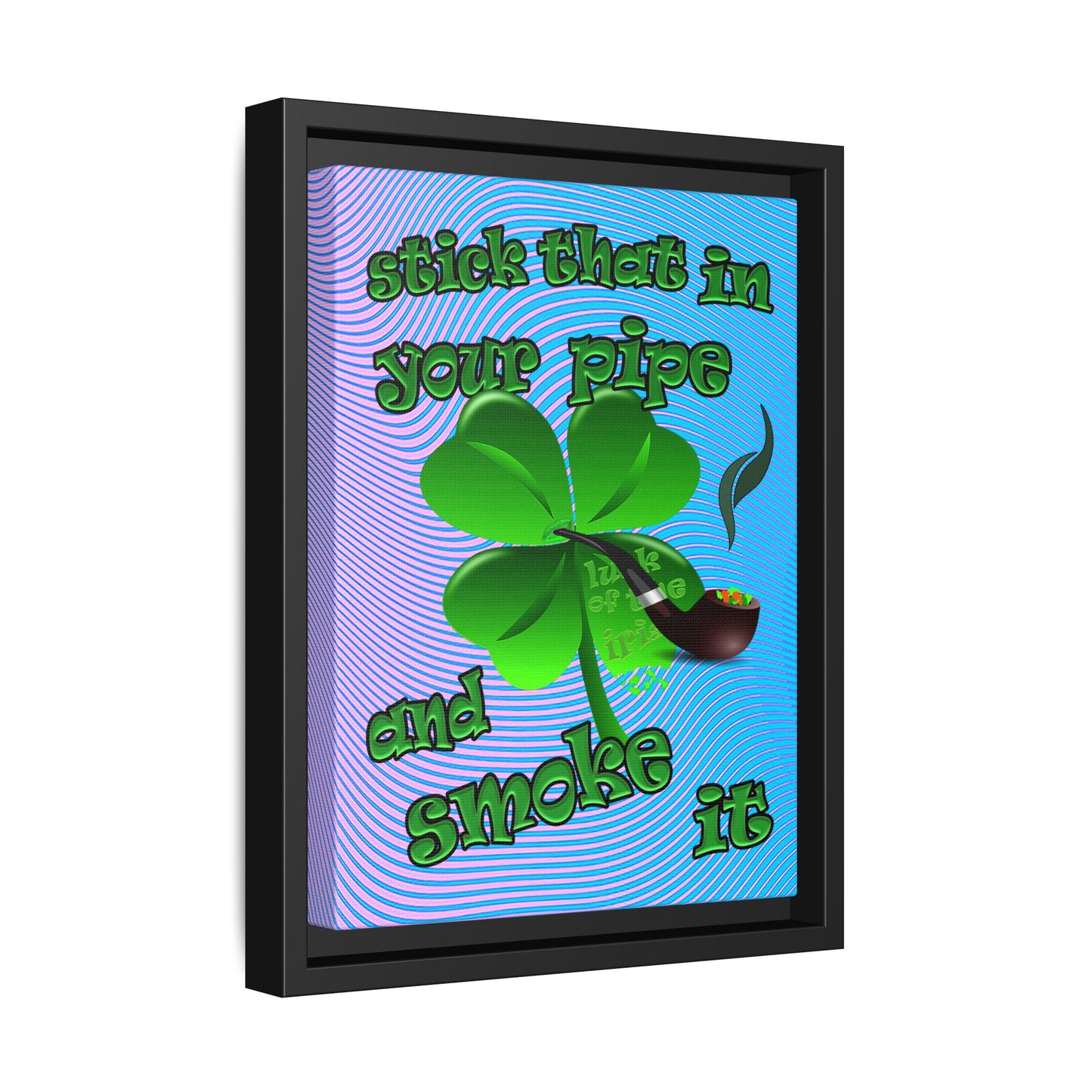 stick that in your pipe and smoke it - framed canvas art (light blue-purple wave)