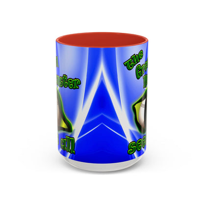 green monster - Accent Mug (blue-white wave)