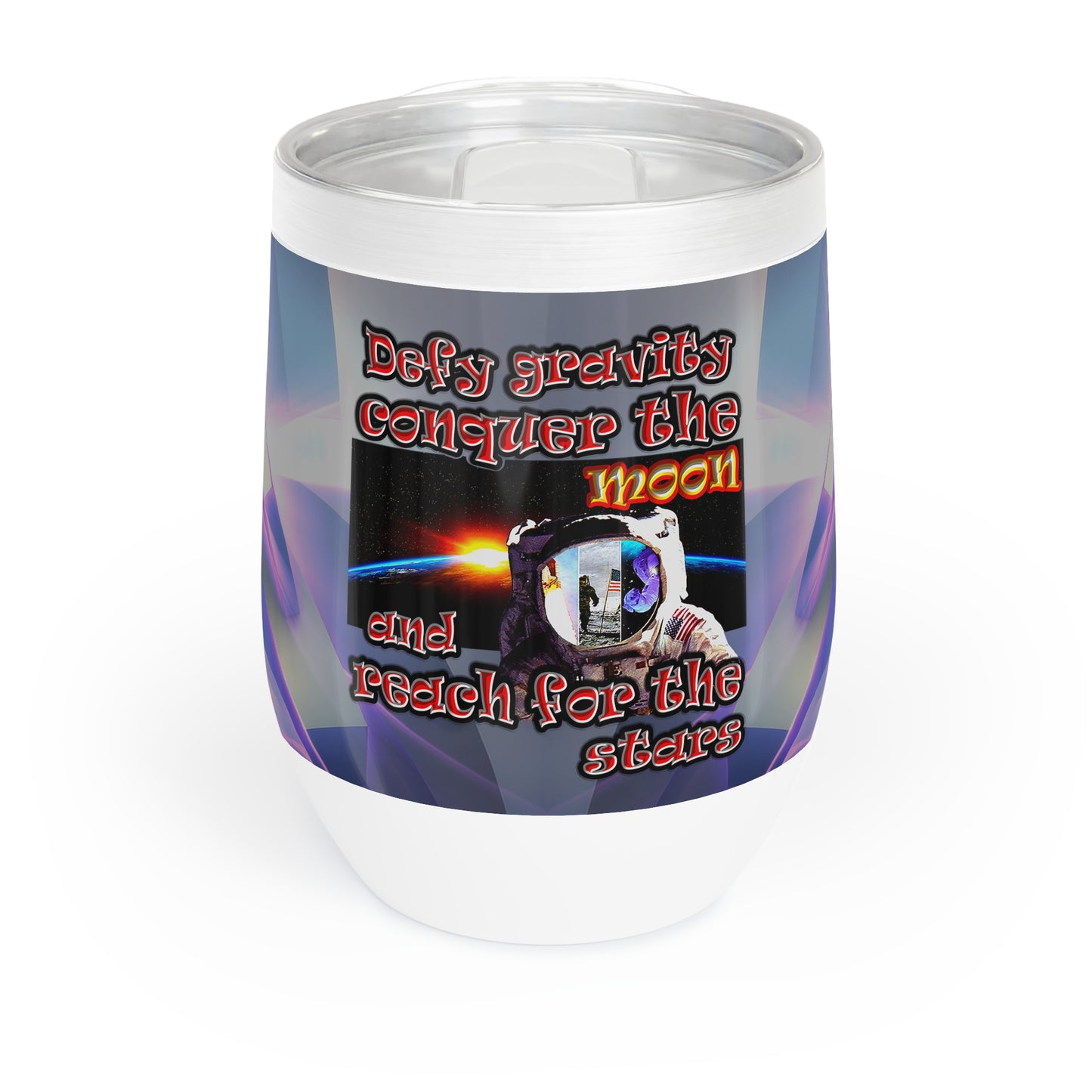 defy conquer reach - Chill Wine Tumbler (grey-pink wave)